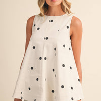 IST6095-A Polka Dot Denim Longline Top and Short Set