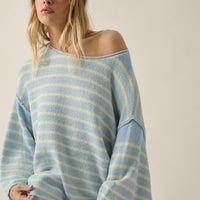 Relaxed Striped Knit Sweater – Lightweight Oversized Pullover