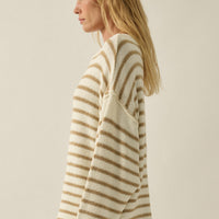 Relaxed Striped Knit Sweater – Lightweight Oversized Pullover