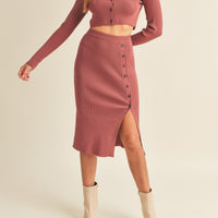 Knit Top and Midi Skirt Set