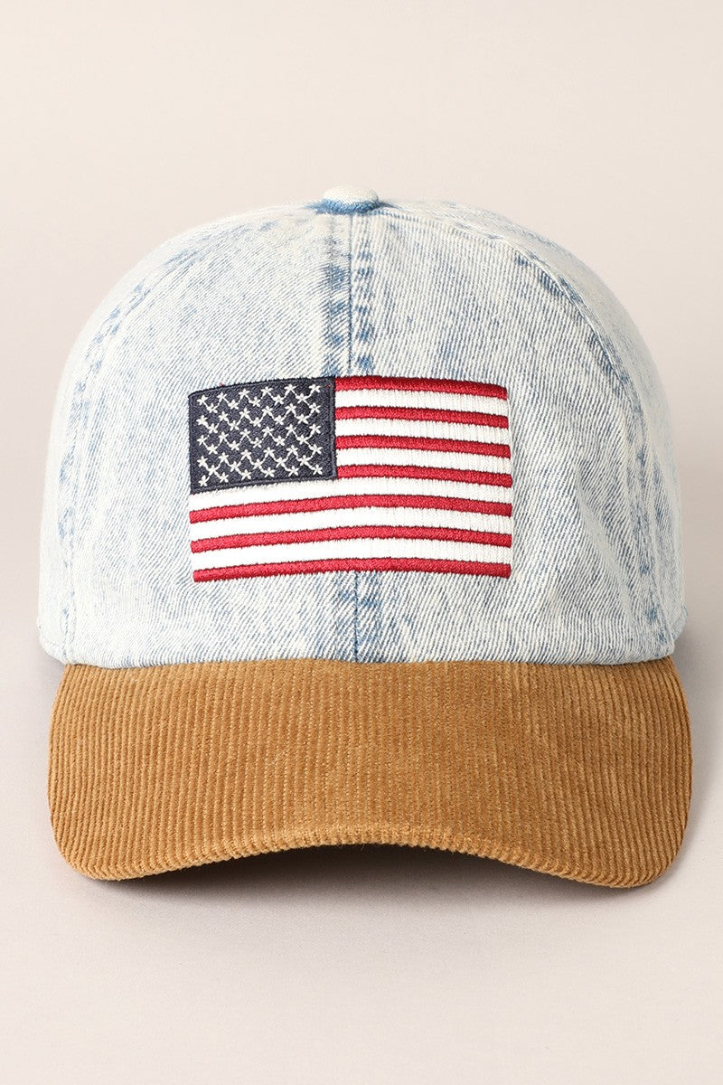 Vintage Denim USA Flag Cap – Classic Americana Style – Evercado