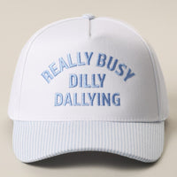 Really Busy Dilly Dallying Trucker Hat | Cute Embroidered Seersucker Baseball Cap