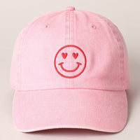 Heart Happy Face Embroidery Cap