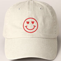 Heart Happy Face Embroidery Cap