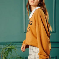 Oversize Collar Graphic Sweatshirt