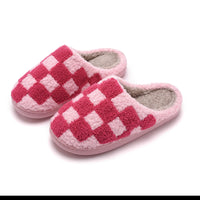 Soft Plush Checker Slipper