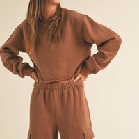 Fleece Raw Edge Crop Sweatshirt