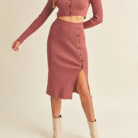 Knit Top and Midi Skirt Set