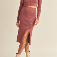 Knit Top and Midi Skirt Set