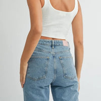 Square Neckline Knit Crop Top