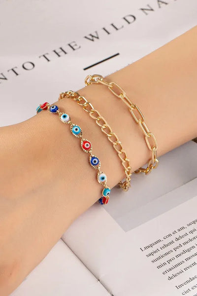 Evil Eye Chain Bracelet Set