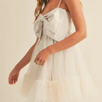 Front Bow Babydoll Mini Dress