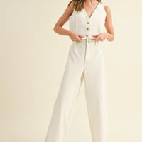 Washed Denim Wide Fit Pants