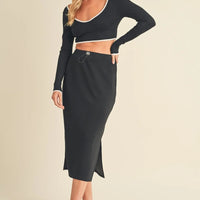 Sporty Basic Midi Skirt