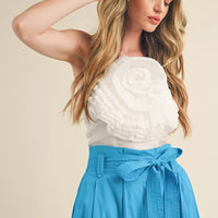 Rosette Satin Crop Top