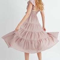Ruffle Sleeve Summer Midi Dress