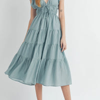 Ruffle Sleeve Summer Midi Dress
