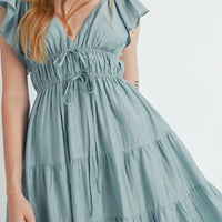 Ruffle Sleeve Summer Midi Dress