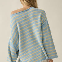 Relaxed Striped Knit Sweater – Lightweight Oversized Pullover