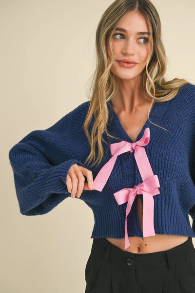 Bow Crop Sweater Cardigan