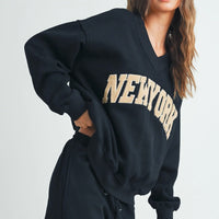 New York V Neck Sweatshirt