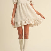 Soft Frayed Textured Babydoll Mini Dress