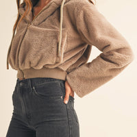 Faux Fur Hoodie Crop Jacket