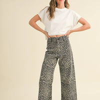 Leopard Print Wide Leg Pants