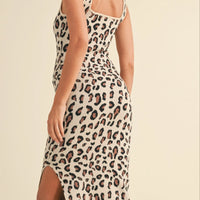 Leopard Sweater Knit Bodycon Midi Dress