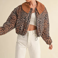 Leopard Printed Cute Collard Jacket