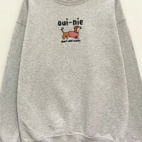 Dachshund Oui-nie Embroidered Oversized Sweatshirt