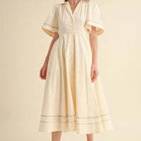 Embroidery Floral Button Down Maxi Dress