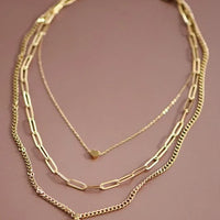 Gold Layered Lock and Heart Necklace Set