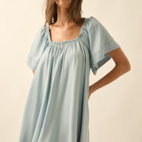 Light Tencel Dnim Flowy Babydoll Mini Dress