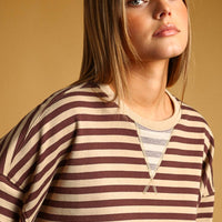 Women’s Oversized Striped Crewneck Sweatshirt