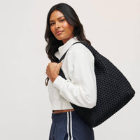 Woven Neoprene Hobo Shoulder Bag with Removable Pouch