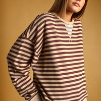Women’s Oversized Striped Crewneck Sweatshirt