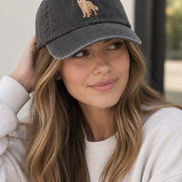 Black Washed Golden Retriever Embroidered Cap