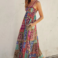 Boho Printed Maxi Flare Dress