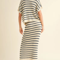 Striped Knit Collared Pullover