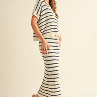 Striped Knit Collared Pullover