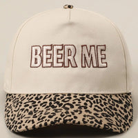 Beer Me Embroidery Leopard Trucker Hat