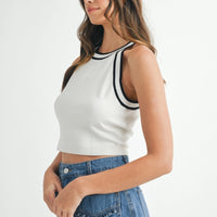 Halter Neck Contrast Knit Crop Top