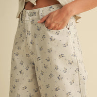 Vintage Floral Denim Pants