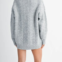 Bow Detail Cable Knit Oversized Sweater MIni Dress