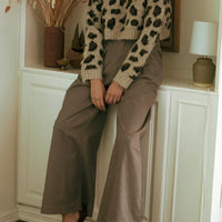Fuzzy Leopard Print Cropped Sweater