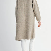 Contrast Trim Knit Lapel Open Cardigan