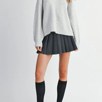 Back Bow Detail Open Slit Knit Pullover Sweater
