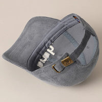 Corduroy Baseball Cap with “bruh.” Embroidery
