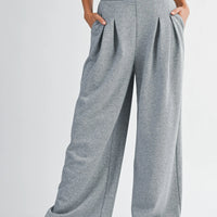 Wide Leg Pleated Lounge Pants with Pockets